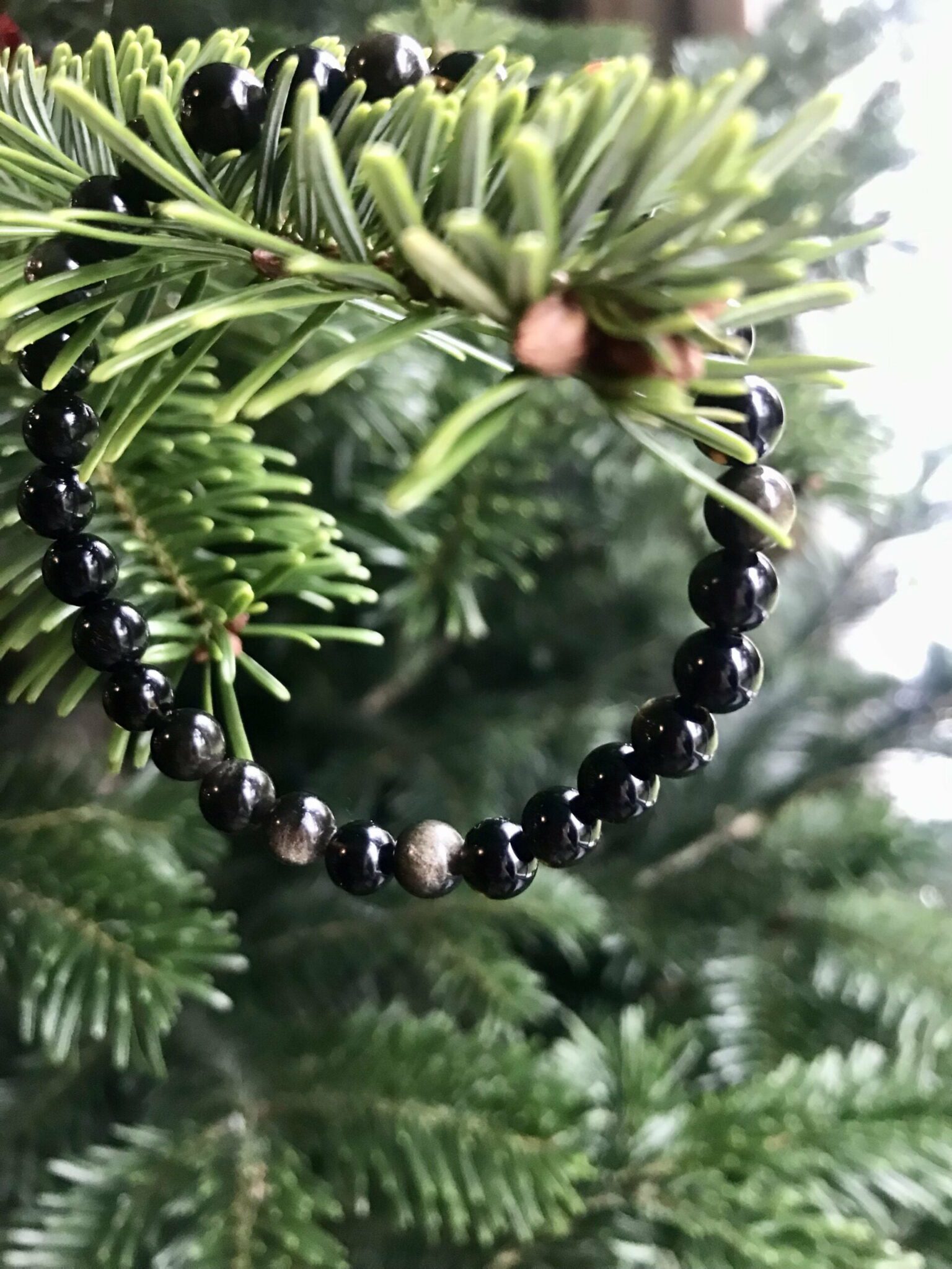 bracelet obsidienne dorée