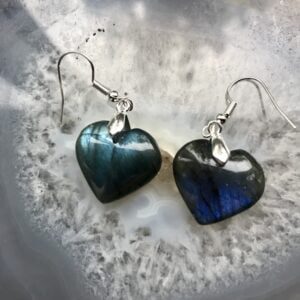 boucle d'oreille coeur en labradorite